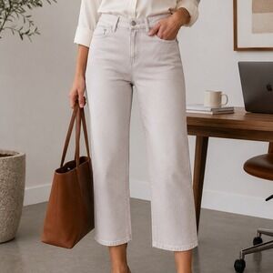 Ann Taylor Loft Modern Capri Pants Womens 2 Fall Dusty Gray  Stretch‎ Denim Crop
